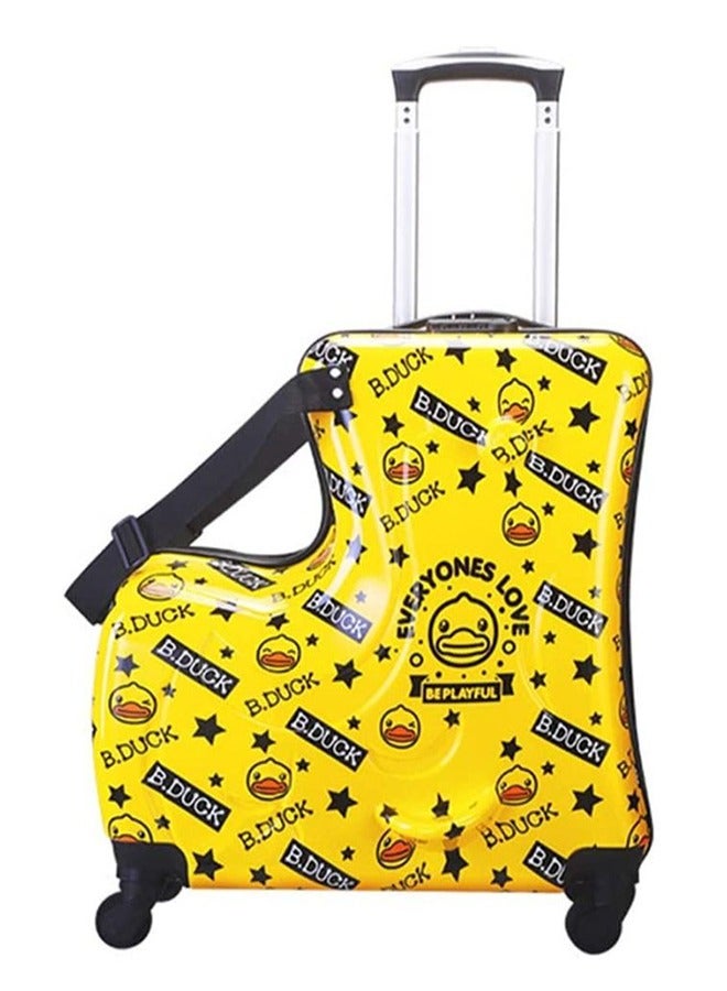 Kids Luggage Traveling Ride-On Suitcase, Children's Unique Design Ride-On Luggage Buffy Duck Yellow