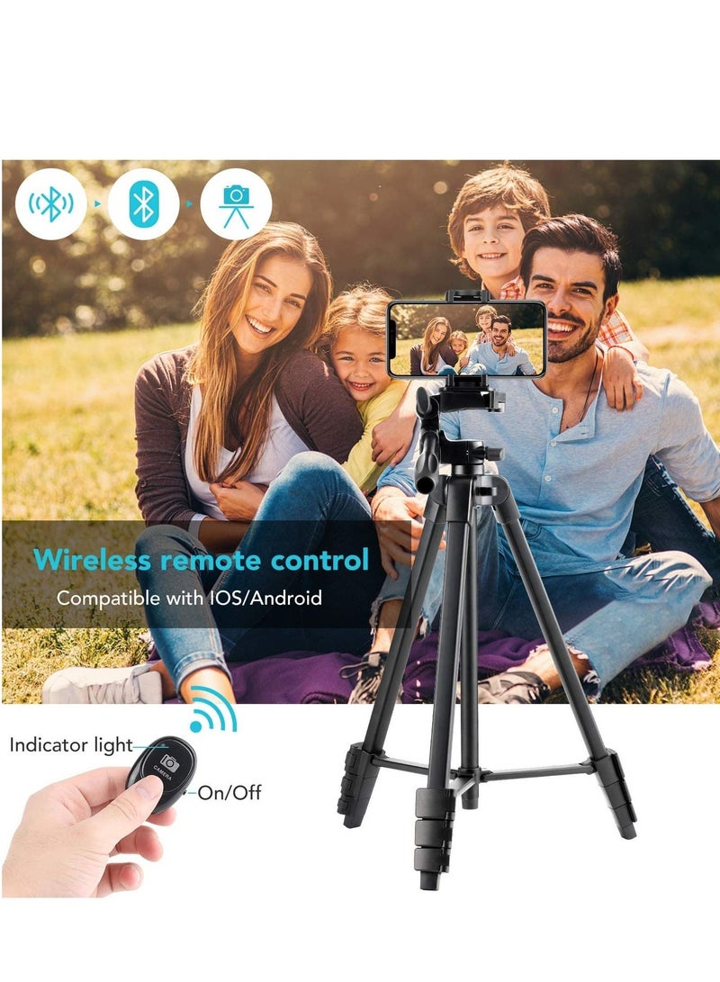 Flexible Tripod, 136cm Extendable Phone Tripod Stand with Carry Bag,Cell Phone Tripod with Wireless Remote,Universal Tripod for Video Selfie,iPhone Tripod Stand Travel Camera Tripod