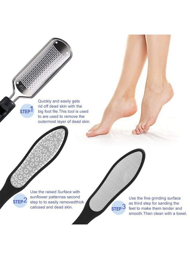 2Pcs Professional Pedicure Rasp Foot File Cracked Skin Corns Callus Remover For Extra Smooth And Beauty Foot (Black) (Black)