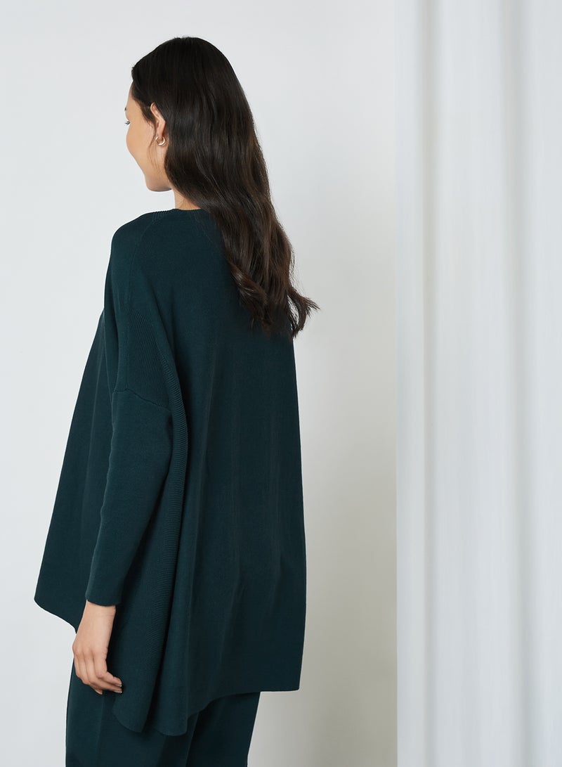 Knit Longline Top Petrol-Green