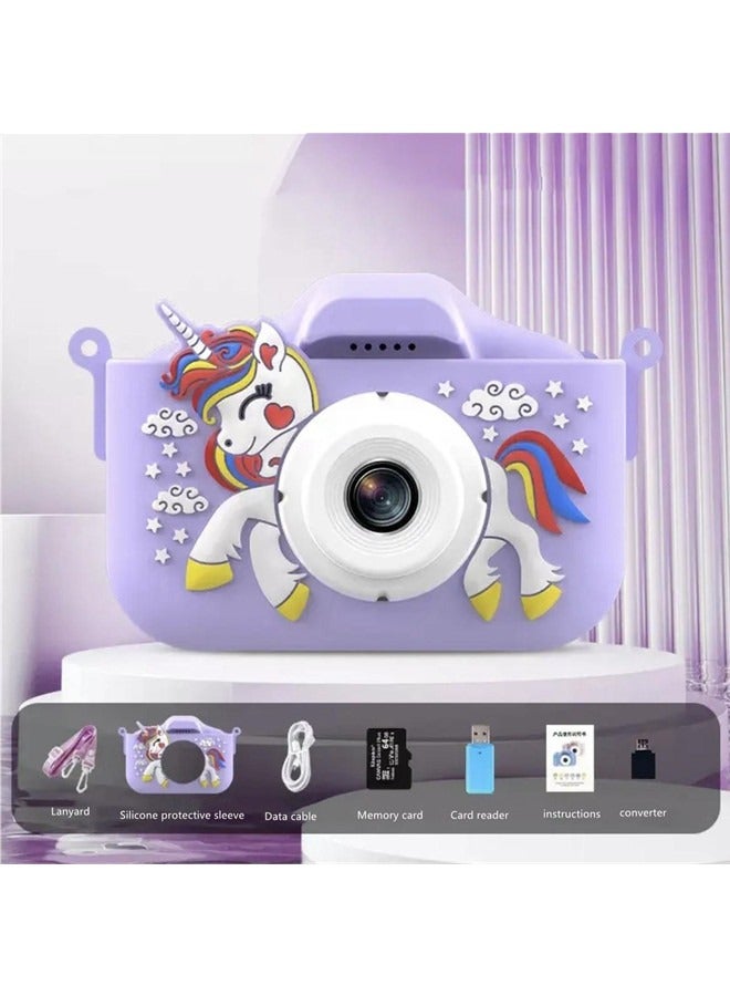 Kids Camera Toys for 3-12 Years Old Boys Girls Children,Portable Child Digital Video Camera with Silicone Cover (Purple)