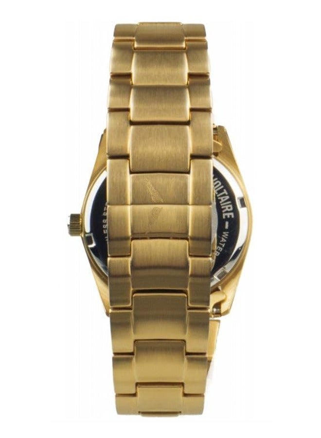 Unisex Adult Zadig & Vortaire Analog Watch with Black  Engraved Dial and Brushed Gold Steel Strap  Bracelet - ZV031-1AM