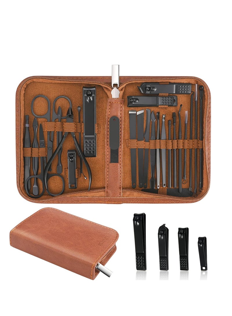 Manicure Set Professional Nail Clipper Kit-26 Pieces Stainless Steel Manicure Kit,Nail Care Tools with Luxurious Travel Case
