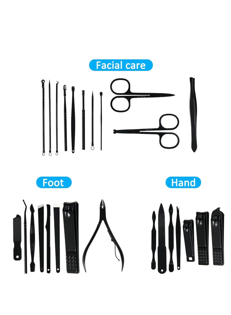Manicure Set Professional Nail Clipper Kit-26 Pieces Stainless Steel Manicure Kit,Nail Care Tools with Luxurious Travel Case