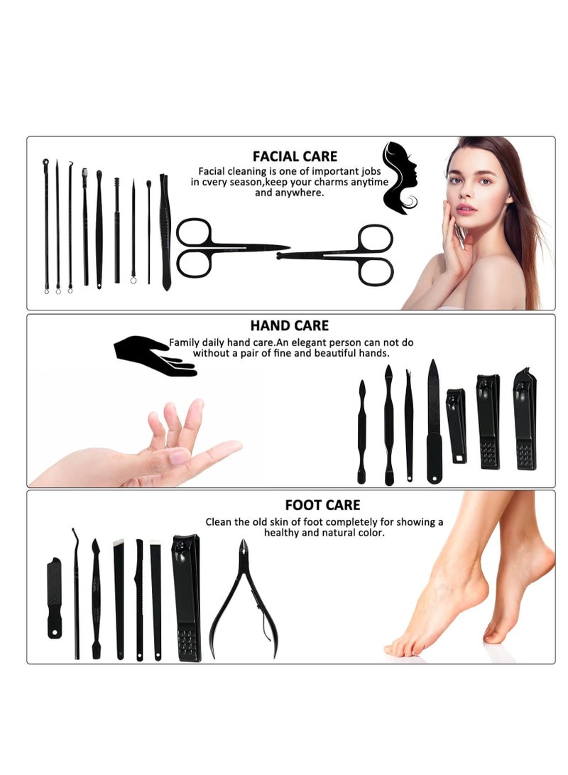 Manicure Set Professional Nail Clipper Kit-26 Pieces Stainless Steel Manicure Kit,Nail Care Tools with Luxurious Travel Case