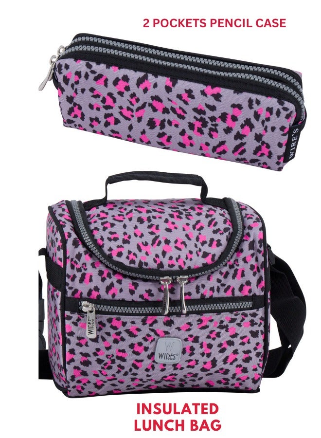 3 Piece Kids School Trolley Bag laptop compartment 8 Wheels With Lunch bag & Pencil Case