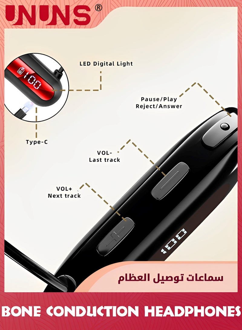 Bone Conduction Headphones,Wireless Bluetooth 5.3 Air Conduction Headset,Open Ear Headphones With Built-in Mic,HiFi Stereo Sound Earphones,30Hrs Sports Headset With Power Display,For Cycling Running