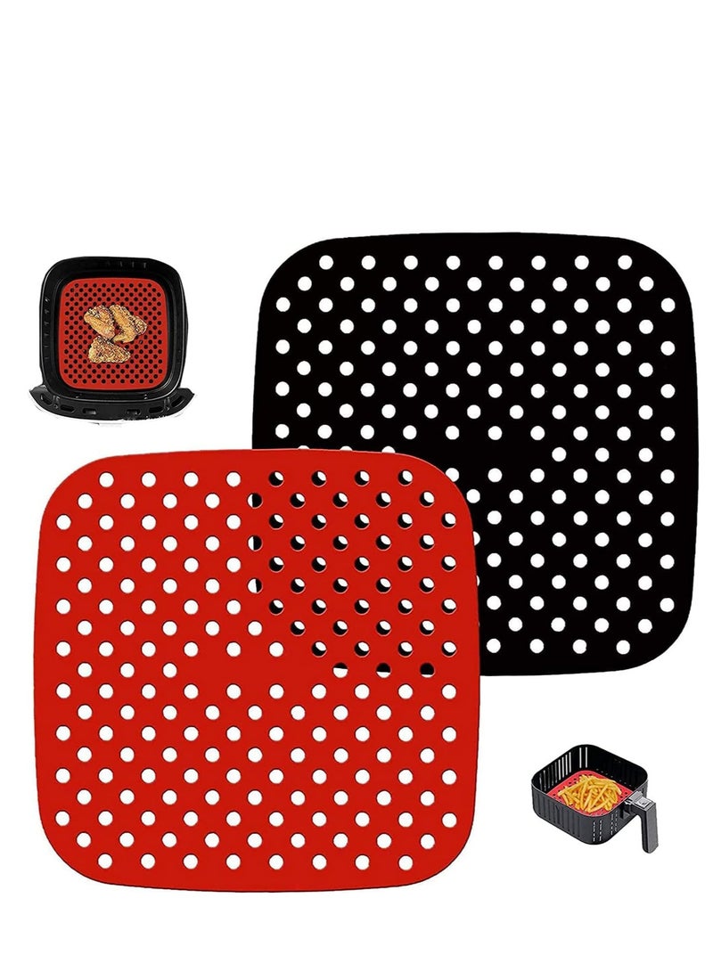 Non-Stick Silicone Air Fryer Mats Reusable Fryer Liners ¨C 7.5 Inch Square Accessories for COSORI 3.4 3.7 QT CHEFMAN BELLA PRO and MORE | BPA Free (2-Pack)