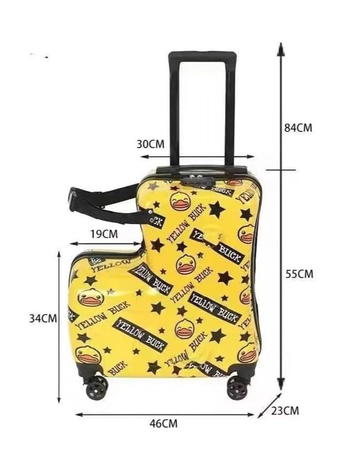 Unisex Kids Ride On Suitcase Travel Trolley Case Spinner Carry On Luggage With Wheels