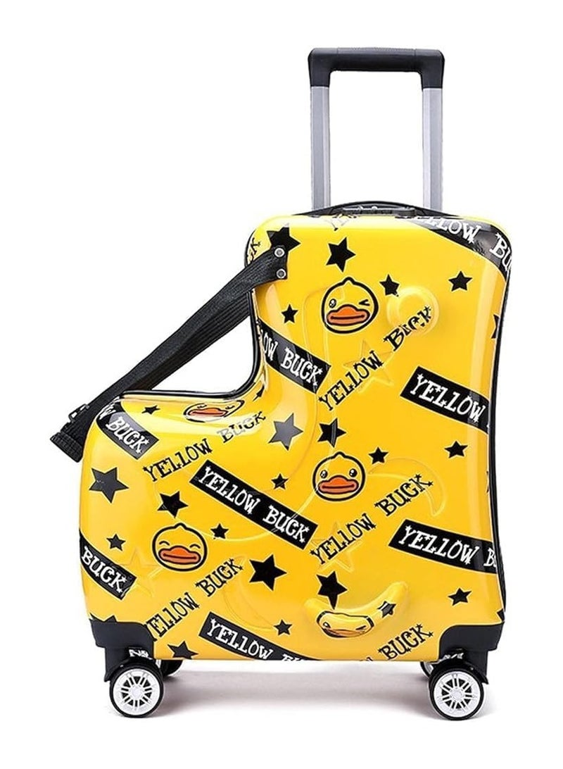 Unisex Kids Ride On Suitcase Travel Trolley Case Spinner Carry On Luggage With Wheels