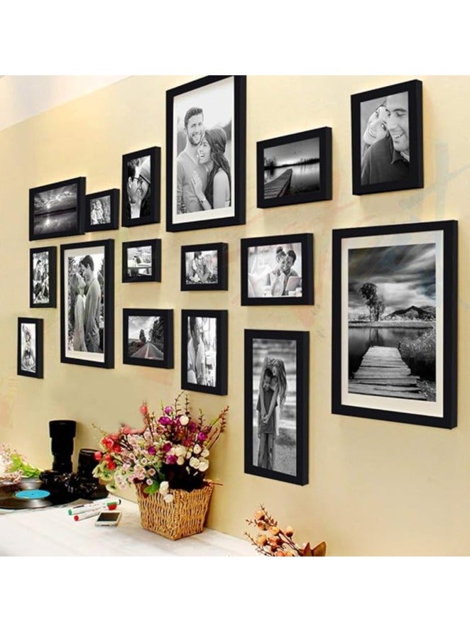 Shooting Star Wall Photo Frames for living Room, Set of 16 Photo frames (Black)