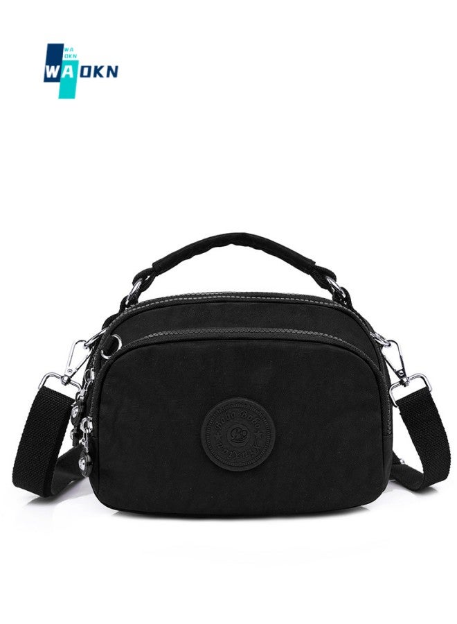 Women's Fashionable Waterproof Crossbody Bag, Daily Commuting Lightweight Nylon Fabric Shoulder Bag Messenger Bag for Ladies, Large Capacity Outdoor Travel Carrying Bag Tote Bag (Black)