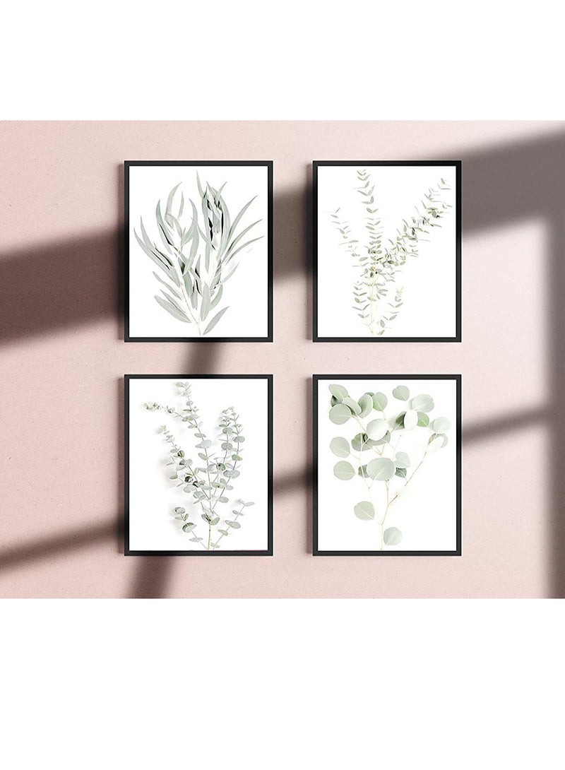 Botanical Plant Wall Art Prints - Decor Pictures Minimalist Photo Kitchen Leaves Boho Leaf Eucalyptus Green Poster Set of 4 (8