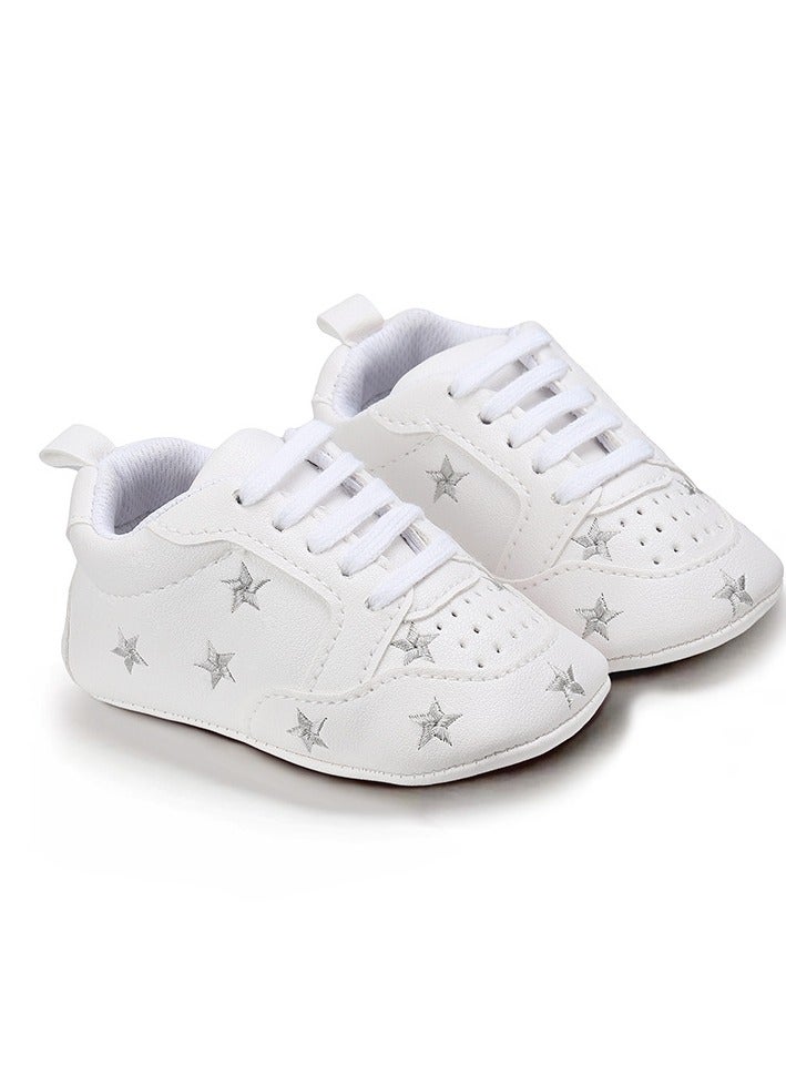 White Kids Shoes with Soft Velcro Sole for Boys and Girls