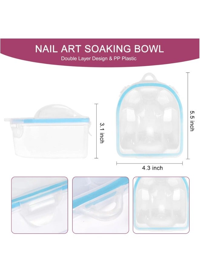 Globalstar Double Layer Nail Soaking Bowls (Blue, 2 PCS) - Upgrade Thicken Acetone Soaking Bowls for Gel Polish Removal