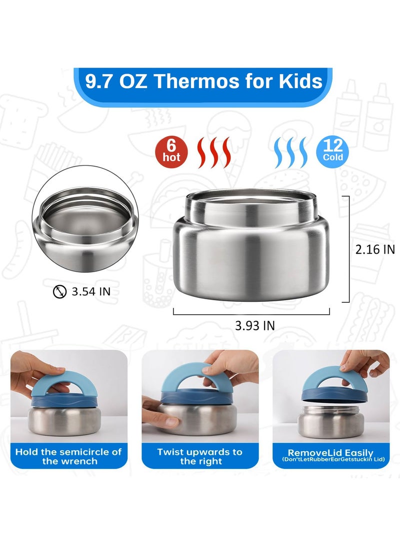 Snack Attack Bento Lunch Box for Kids school with 9.7oz Soup thermos, Leak-proof Lunch Containers with 5 Compartment, thermos Food Jar, Food Containers for School Blue