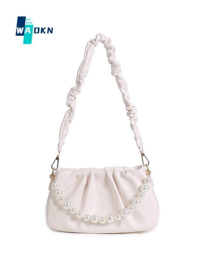 Women's Fashionable Pearl Shoulder Bag, Multifunctional Trendy Carrying Bag Handbag Tote Bag, Chain Crossbody Bag Side Bag Sling Bag for Teenagers and Youth