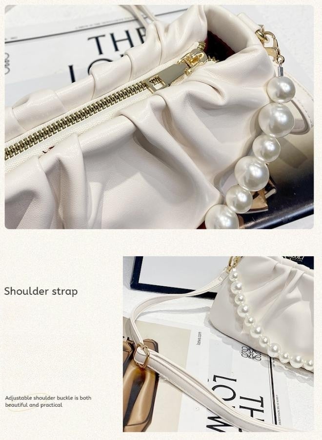 Women's Fashionable Pearl Shoulder Bag, Multifunctional Trendy Carrying Bag Handbag Tote Bag, Chain Crossbody Bag Side Bag Sling Bag for Teenagers and Youth