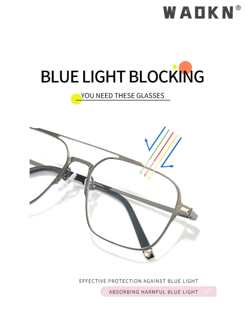 Magnetic Clip on Sunglasses Set for Men & Women Polarized UV Protection Retro Square Eyeglasses,2 in 1 Double Beam Magnetic Sunglasses Compatible with Degree Myopia Glasses Frame