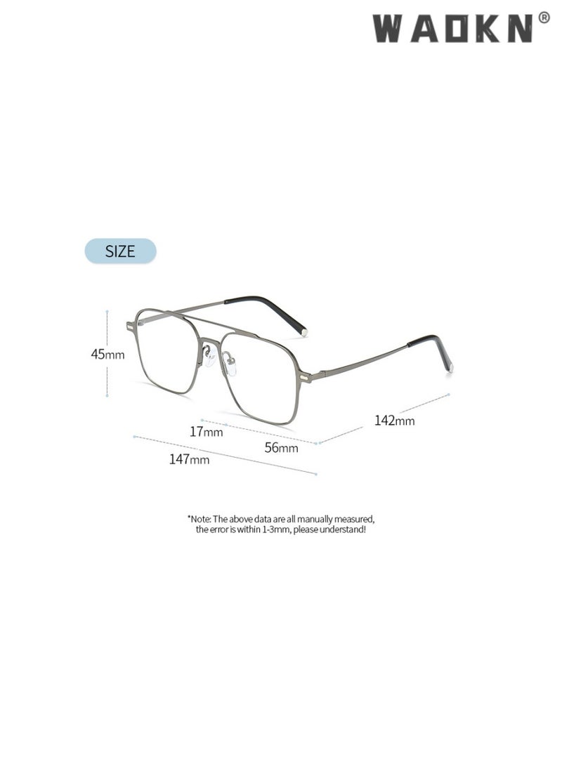 Magnetic Clip on Sunglasses Set for Men & Women Polarized UV Protection Retro Square Eyeglasses,2 in 1 Double Beam Magnetic Sunglasses Compatible with Degree Myopia Glasses Frame