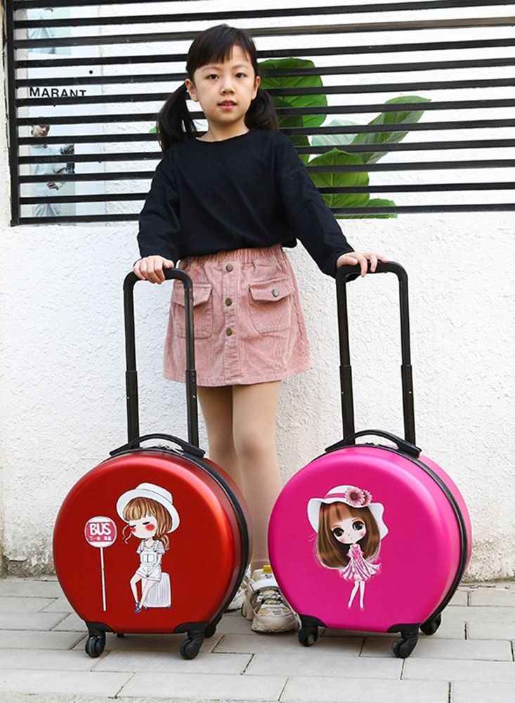 Kids Luggage Travel Suitcase Children's Carry on Luggage 18 inch Cartoon Rolling Trolley Case Ride on Wheeled Suitcase for Children Toddlers Boys Girls