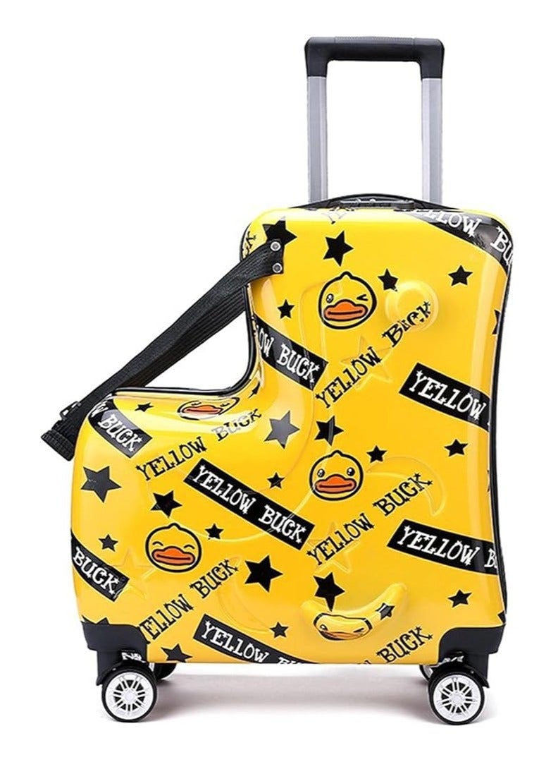 Unisex Kids Ride on Suitcase Travel Trolley Case yellow