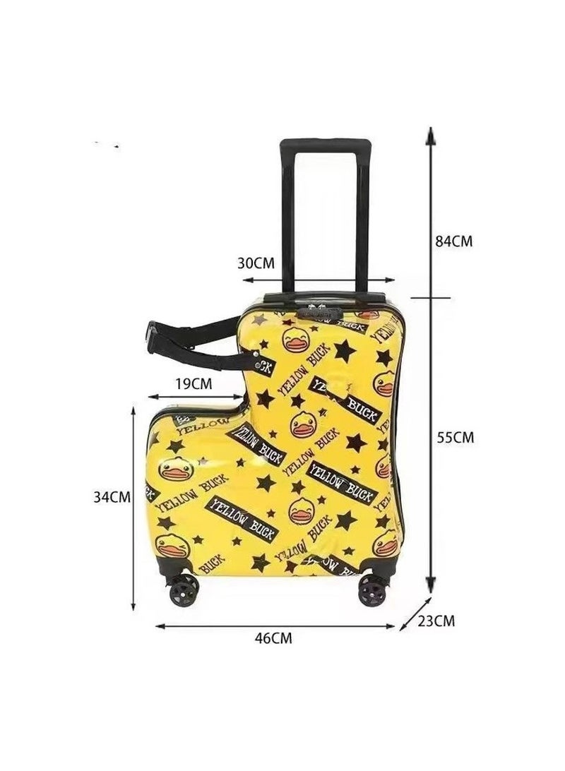 Unisex Kids Ride on Suitcase Travel Trolley Case yellow