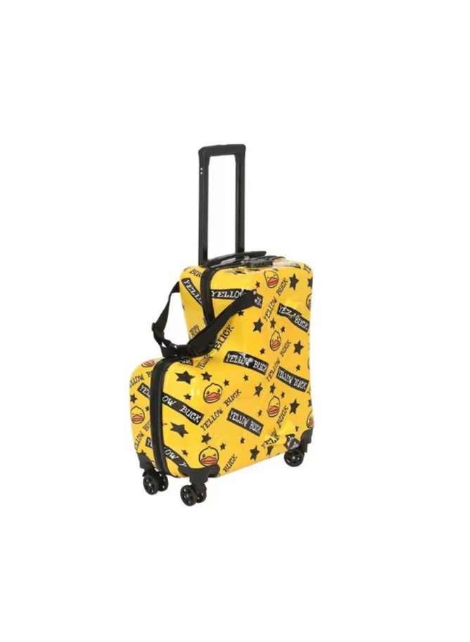 Unisex Kids Ride on Suitcase Travel Trolley Case yellow