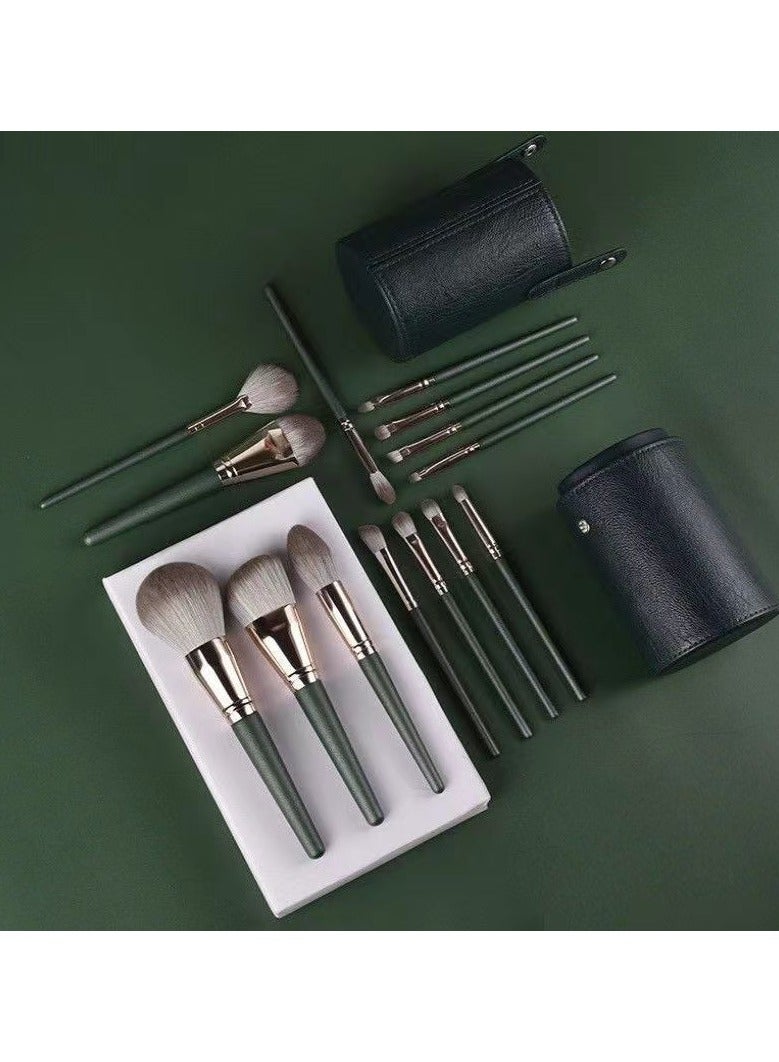 Makeup Brushes 14pcs Professional Brush Set Green Soft Powder Foundation Face Eye Brow Shadow -B