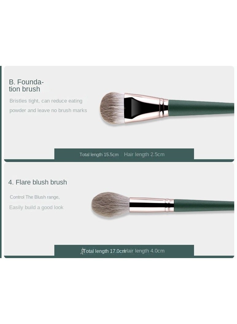 Makeup Brushes 14pcs Professional Brush Set Green Soft Powder Foundation Face Eye Brow Shadow -B