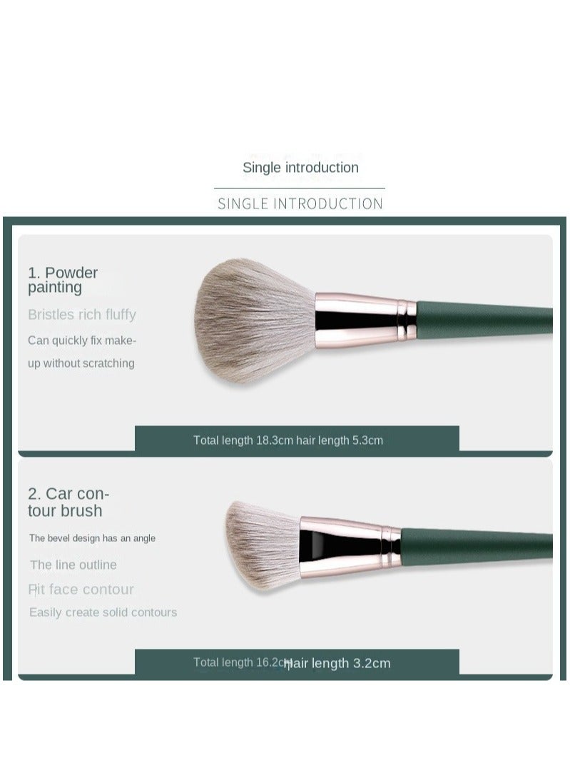 Makeup Brushes 14pcs Professional Brush Set Green Soft Powder Foundation Face Eye Brow Shadow -B
