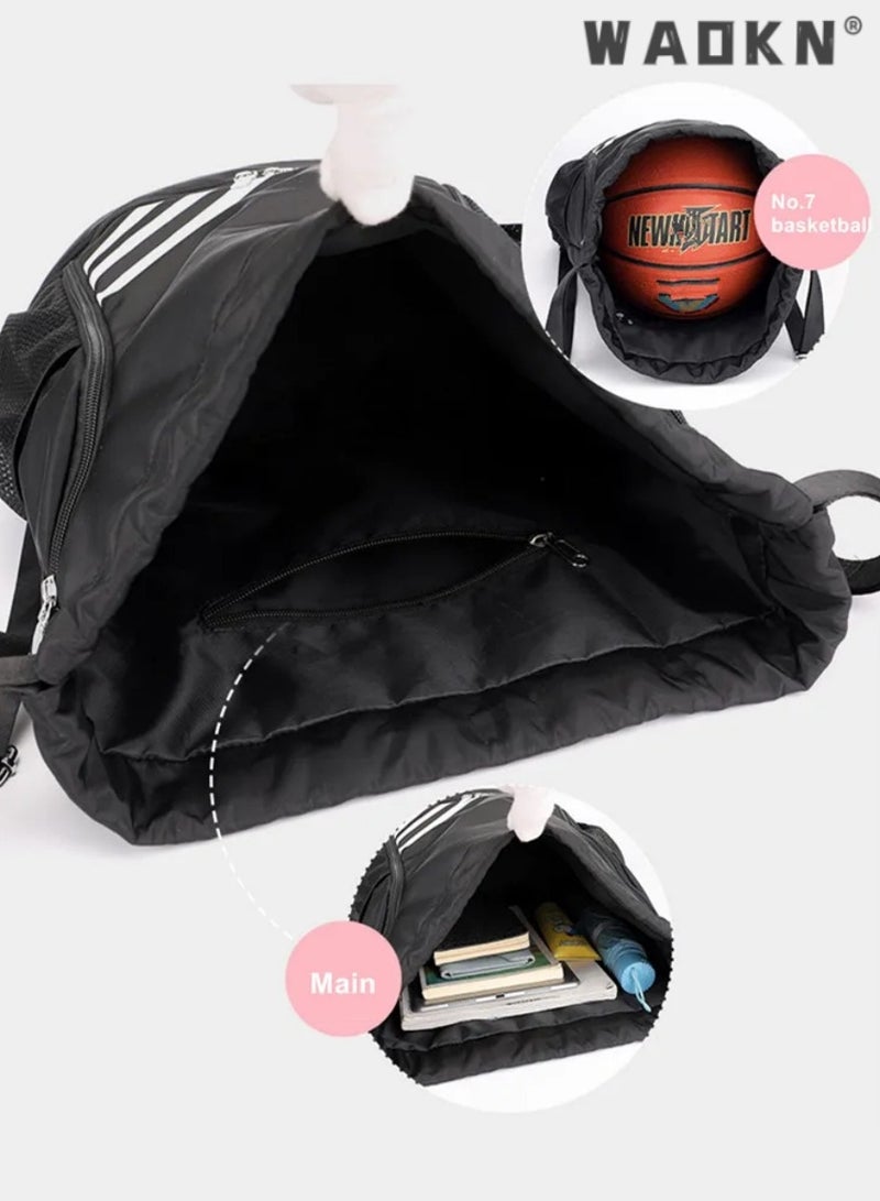 Waterproof Basketball Football Bundle Pocket Pull Rope Backpack Light Folding Travel Sports Easy Backpack Fitness Outdoors, Drawstring Backpack Resistant String Bag Swimming Gym Sports for Women Men