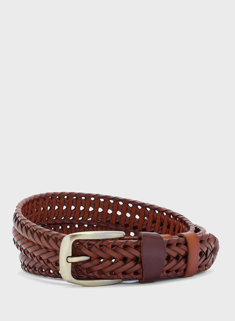 Genuine Leather Braided Belt