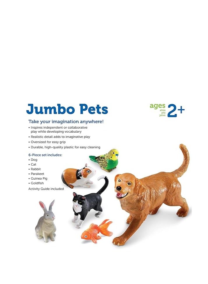 Jumbo Domestic Pets, Cat, Dog, Rabbit, Fish and Bird, 6 Animals, Ages 2+ Multi-color