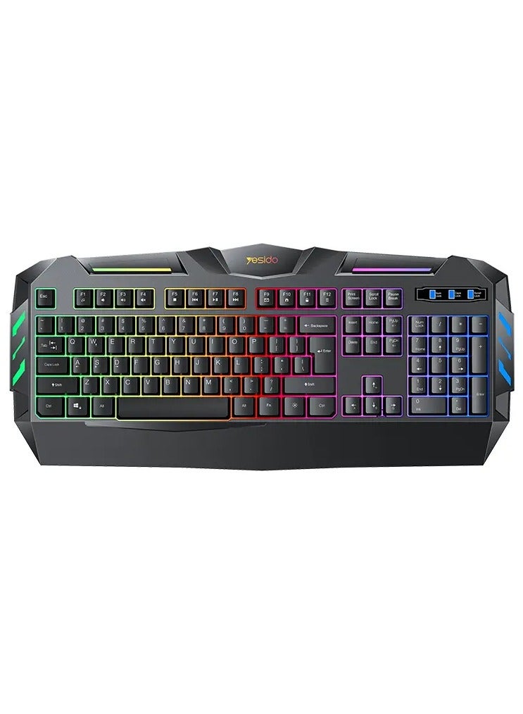 Mechanical feel Large curvature keycaps Cool Backlight 104 Full-key Layout 1.5M Long Wired Gaming Keyboard