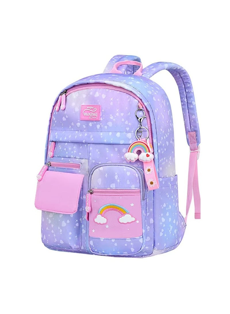 SIJINIAO - Girls' and Boys' Backpacks, Children's Primary School Backpacks, Purple, Backpack