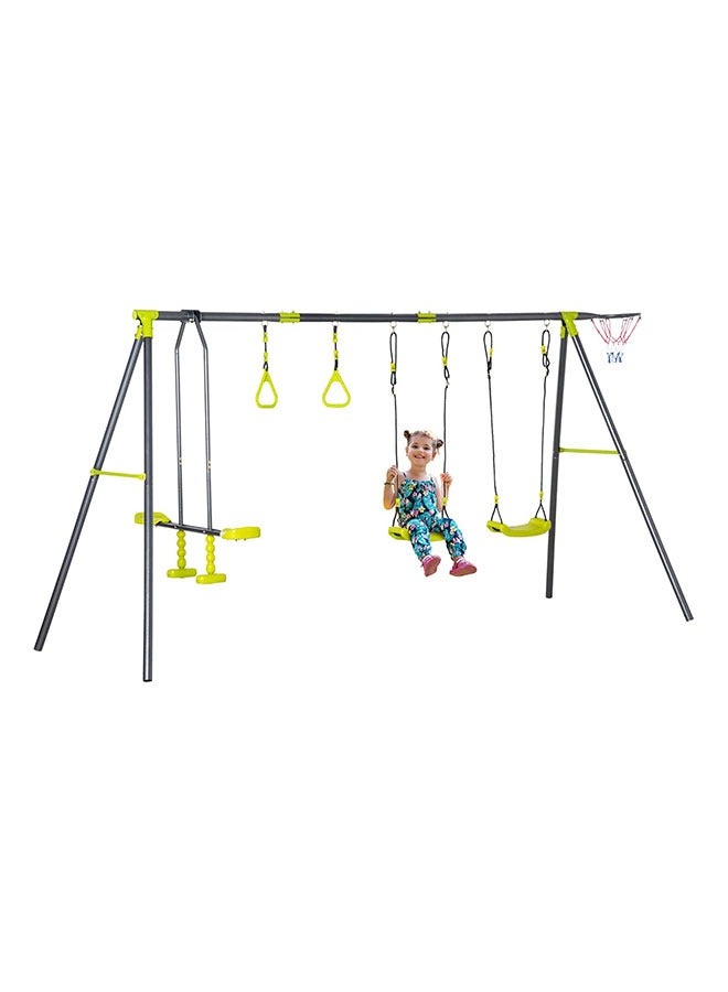 Swing Sets for Backyard 5-in-1 Heavy Duty Swing Set Metal Swings Stand Climbing Rope and Climbing Ladder for Kids