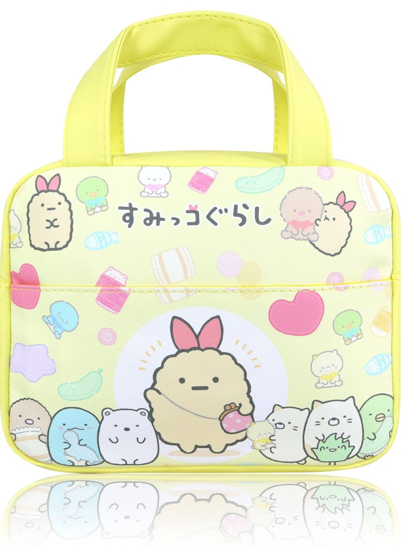 Portable Cartoon Lunch Bag, Reusable Insulated Anime Lunch Box, Suitable for Women, Men, Kids and Students Travel Picnic School (Yellow)