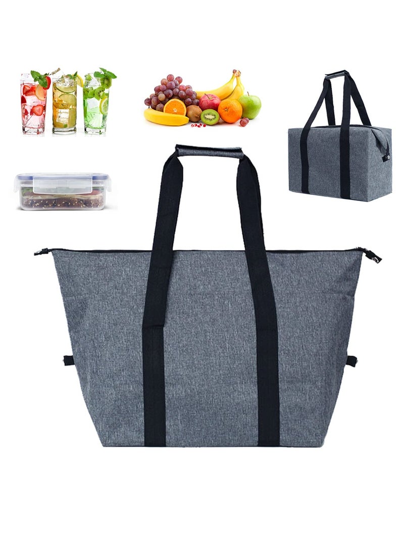 Cool Bag, Large Capacity Lunch Bag, Collapsible Cooler Bag, Waterproof Insulated Bag With Hard Liner For Food Bag, for Food Delivery, Outdoor BBQ, Picnic Camping, Family Activitives