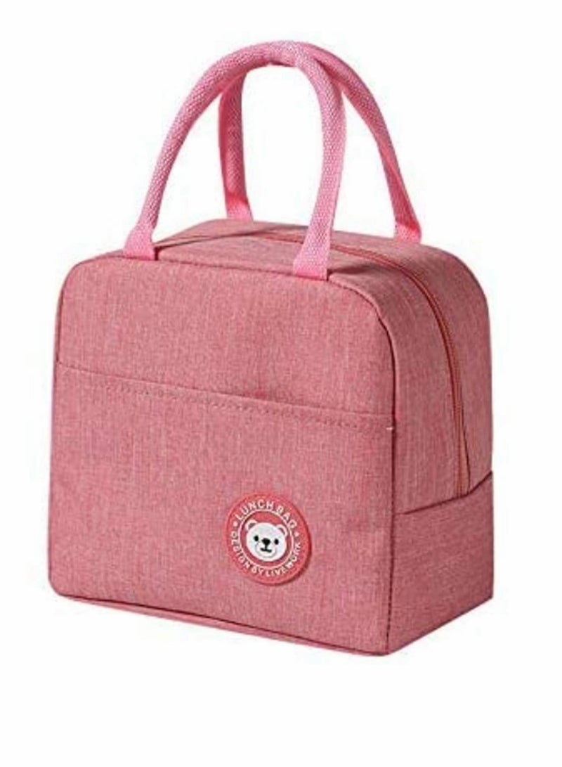 Robust Lunch Bags for Women and Men, Leak-Proof Water-Resistant Cooler tote bag container for Adults, kids, Light-weight Portable lunch box for Office work, Outdoor, Picnic, School(Pink)