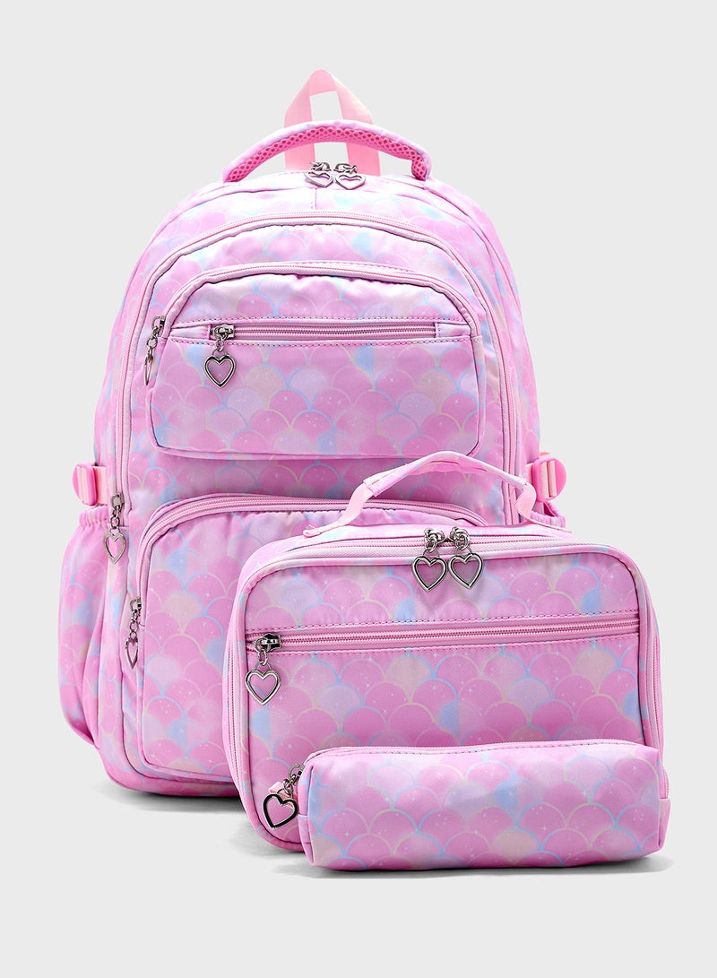 3 Piece Set Laptop Backpack, Lunch Bag And Pencil Case