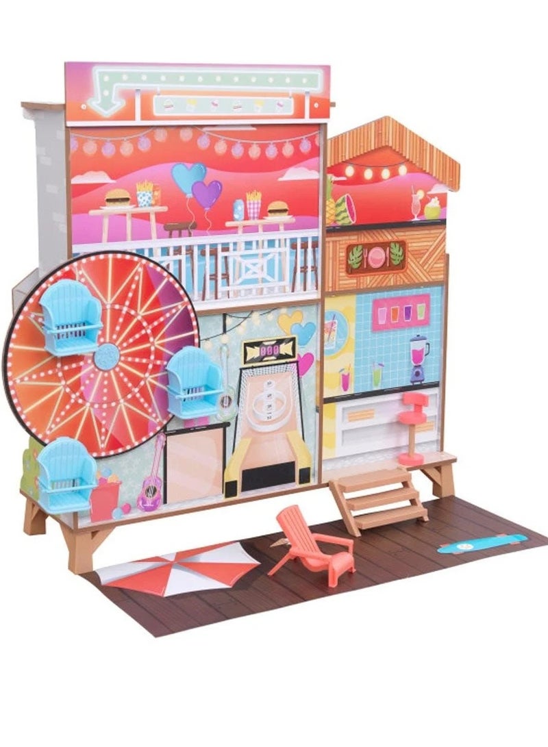 Kidkraft Ferris Wheel Fun Beach House Dollhouse with EZ Kraft Assembly