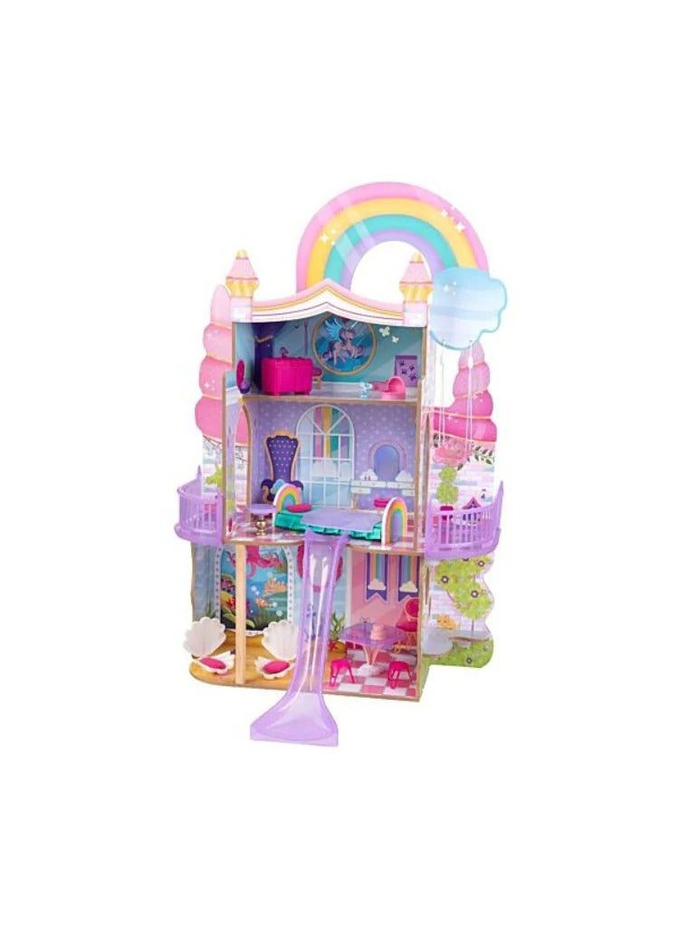 Kidkraft Rainbow Dreamers Unicorn Mermaid Dollhouse with EZ Kraft Assembly