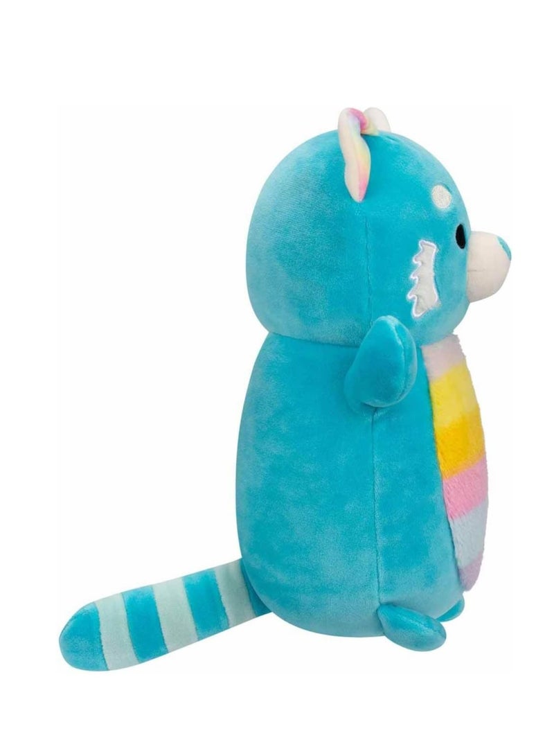 Squishmallows HugMee Vanessa Teal Red Panda with Rainbow Belly Soft Toy, 25 cm Size