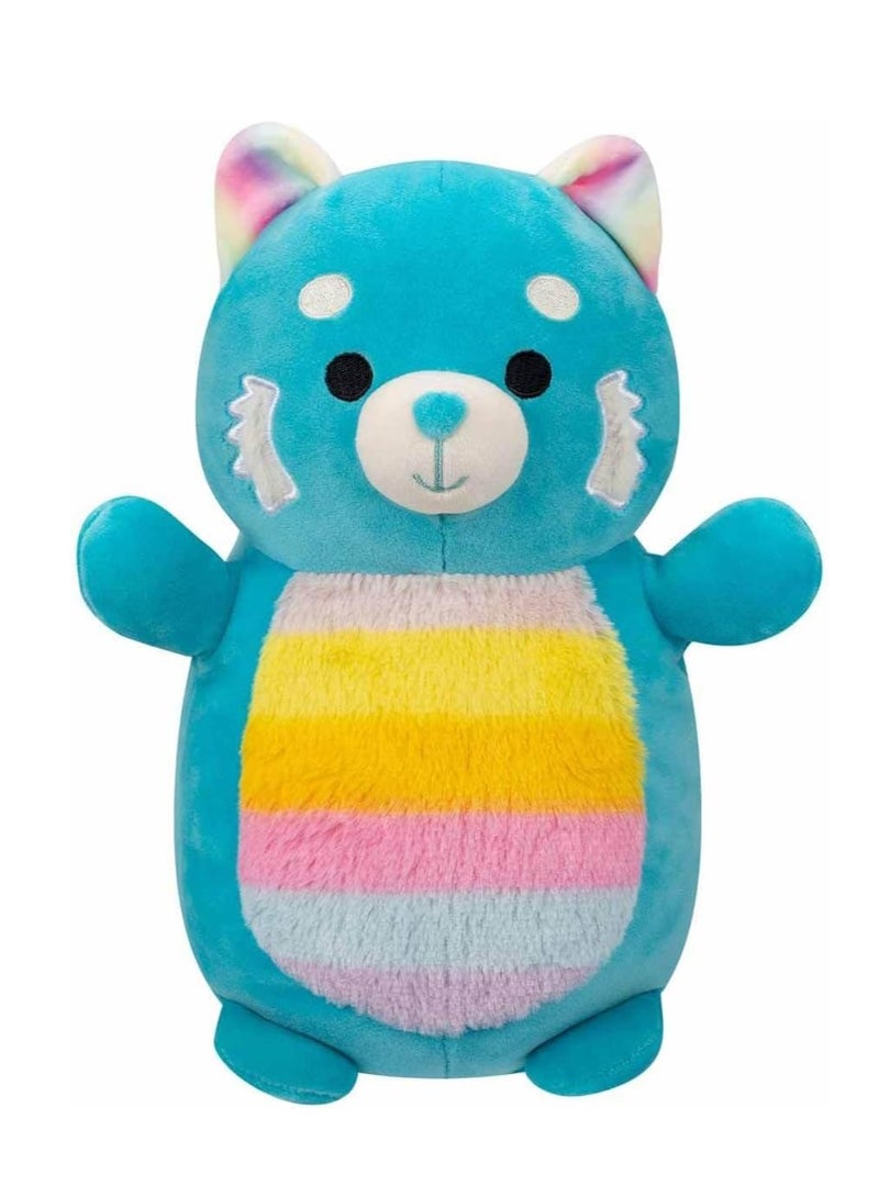 Squishmallows HugMee Vanessa Teal Red Panda with Rainbow Belly Soft Toy, 25 cm Size