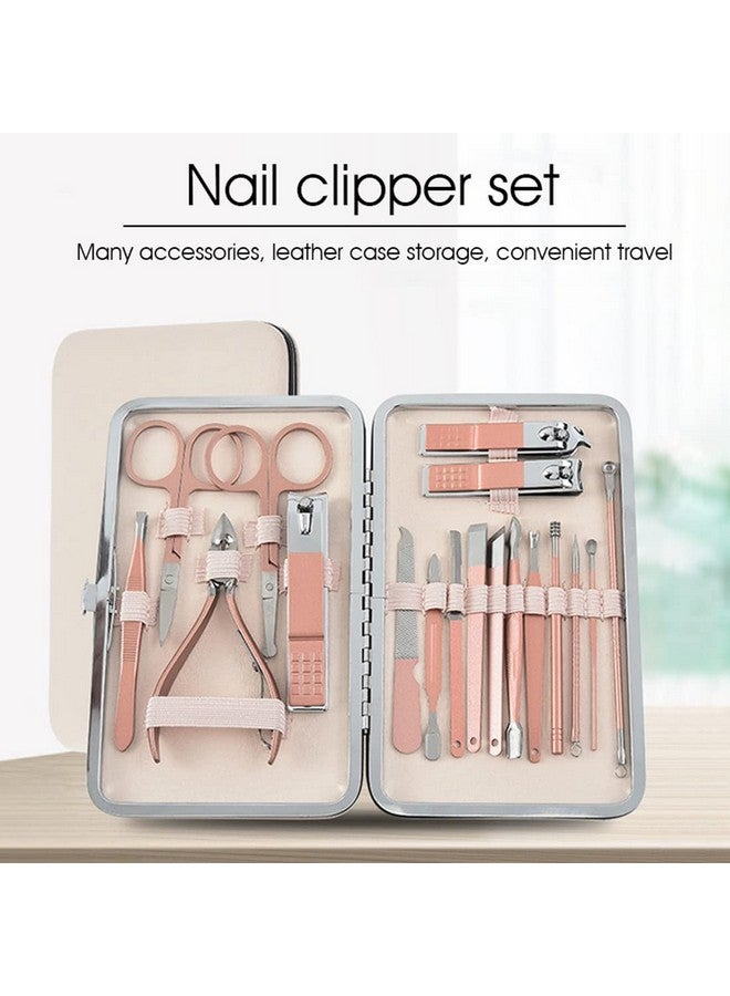 Stainless Steel Nail Kit For Women Professional Manicure Set Nail Clippers Pedicure Kit 18 Pieces Grooming Kit For Women Portable Travel Kit