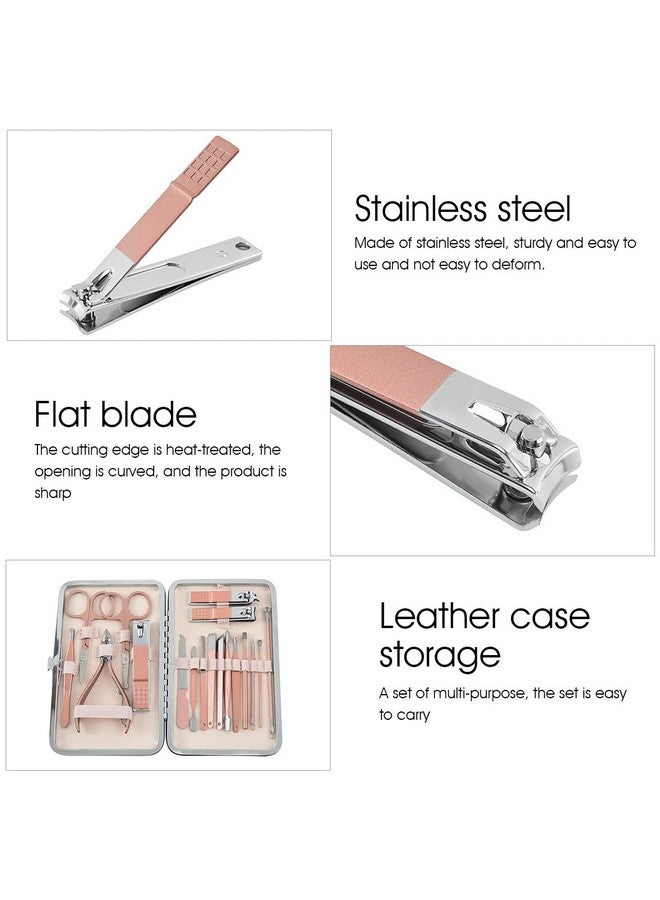 Stainless Steel Nail Kit For Women Professional Manicure Set Nail Clippers Pedicure Kit 18 Pieces Grooming Kit For Women Portable Travel Kit