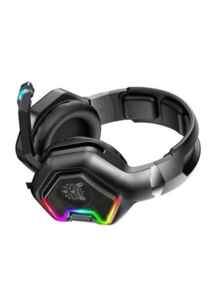 Onikuma K10 Gaming Headset with Surround Sound Pro Noise Canceling Gaming Headphones with Mic & RGB LED Light