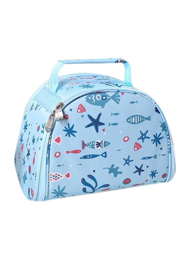 Fish Printed Thermal Insulated Lunch Bag Blue/Red/White 26x16x19cm
