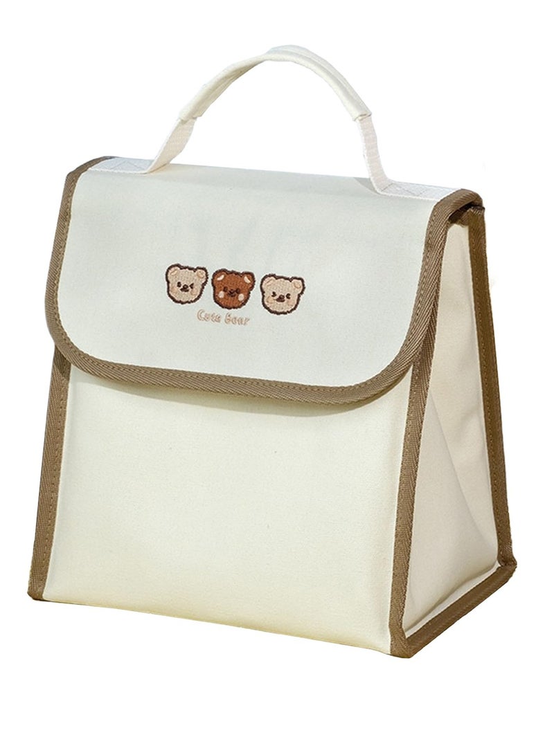 Stylish and roomy lunch bag set, perfect for work, school, picnics and travel, includes cutlery and insulated tote, three little bears